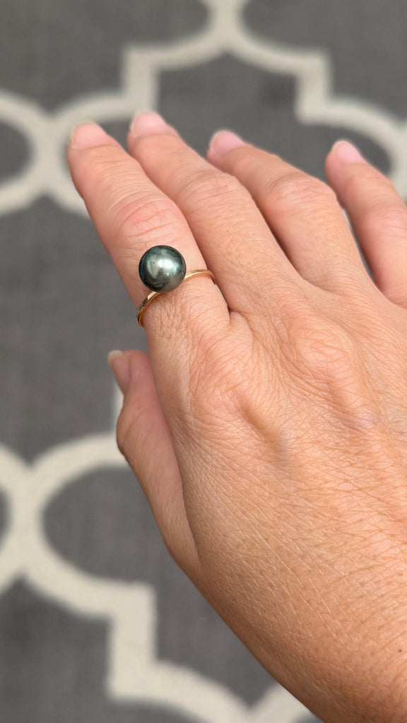 Tahitian Pearl ring - 9.2mm Green