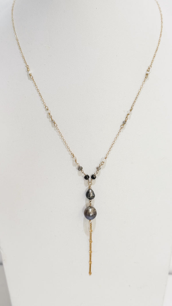 BELLE lariat necklace- Labradorite