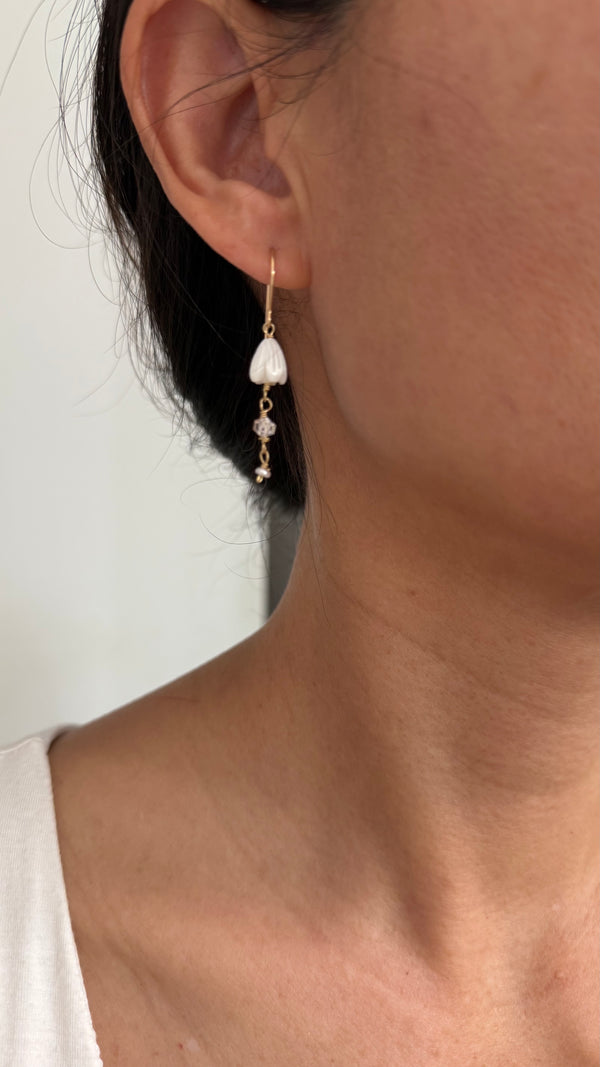 Pikake x Herkimer drop earrings