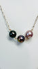 Triple pearl link necklace - Pink Chocolate