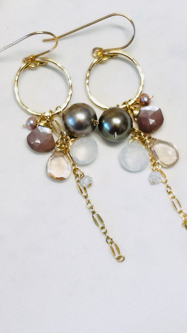 Waterfall hoop earrings - Champagne