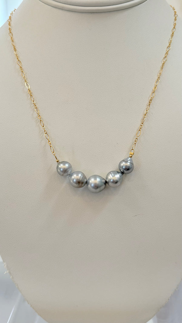 VENUS Pearl necklace - Silver Tahitian