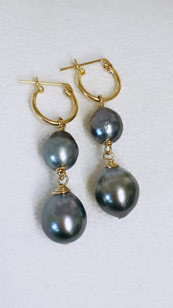 Double pearl earrings
