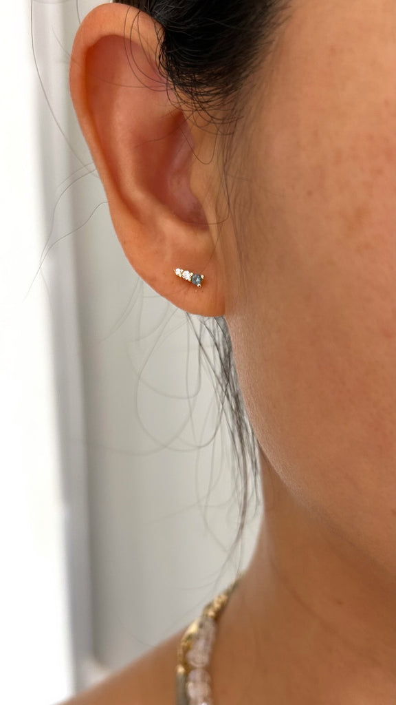 Blue CZ spike stud earrings