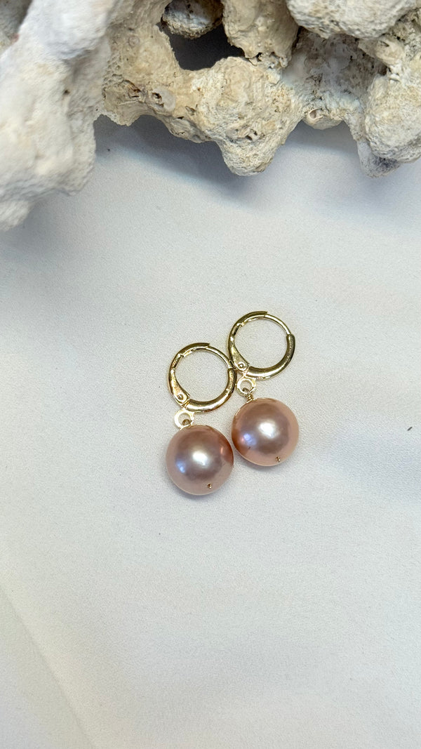 Pink Edison huggy earrings