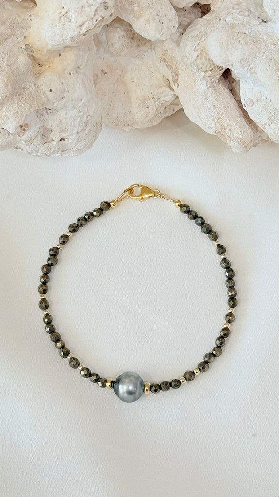 AVALON bracelet - Pyrite x Tahitian pearl