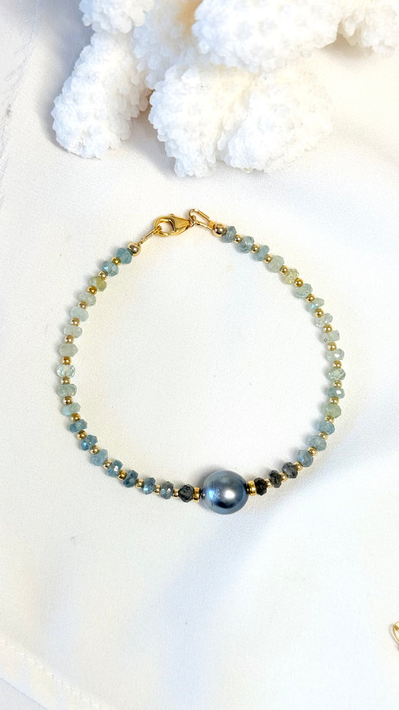 ALEXA bracelet - Tahitian x Moss aquamarine