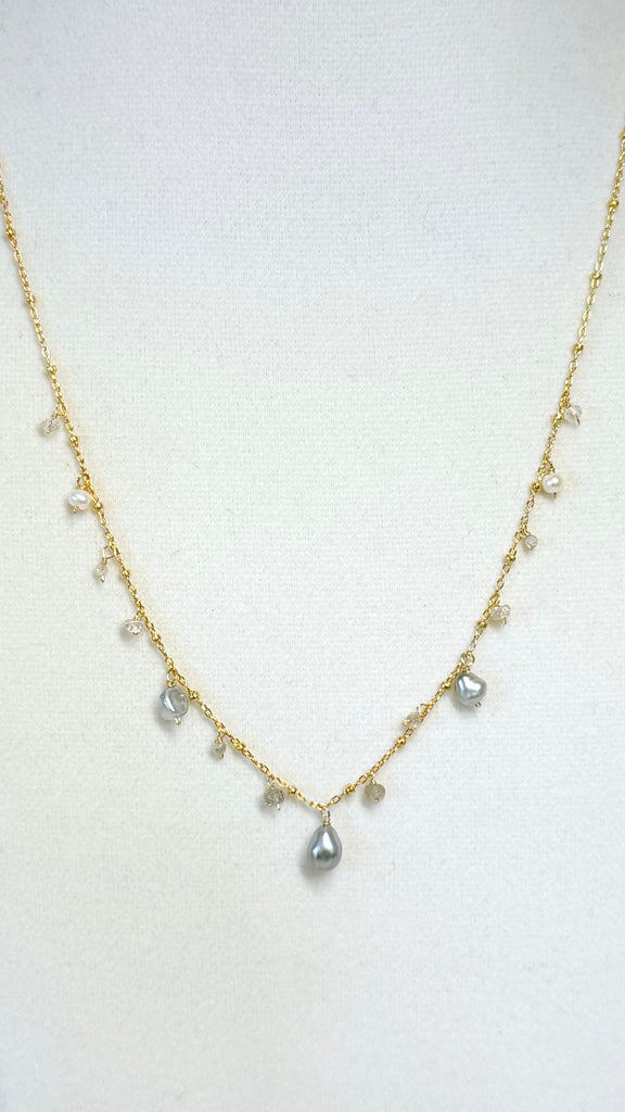 Celestial necklace - Ombre Silver Keshi