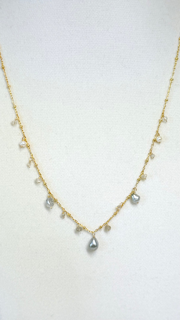 Celestial necklace - Ombre Silver Keshi