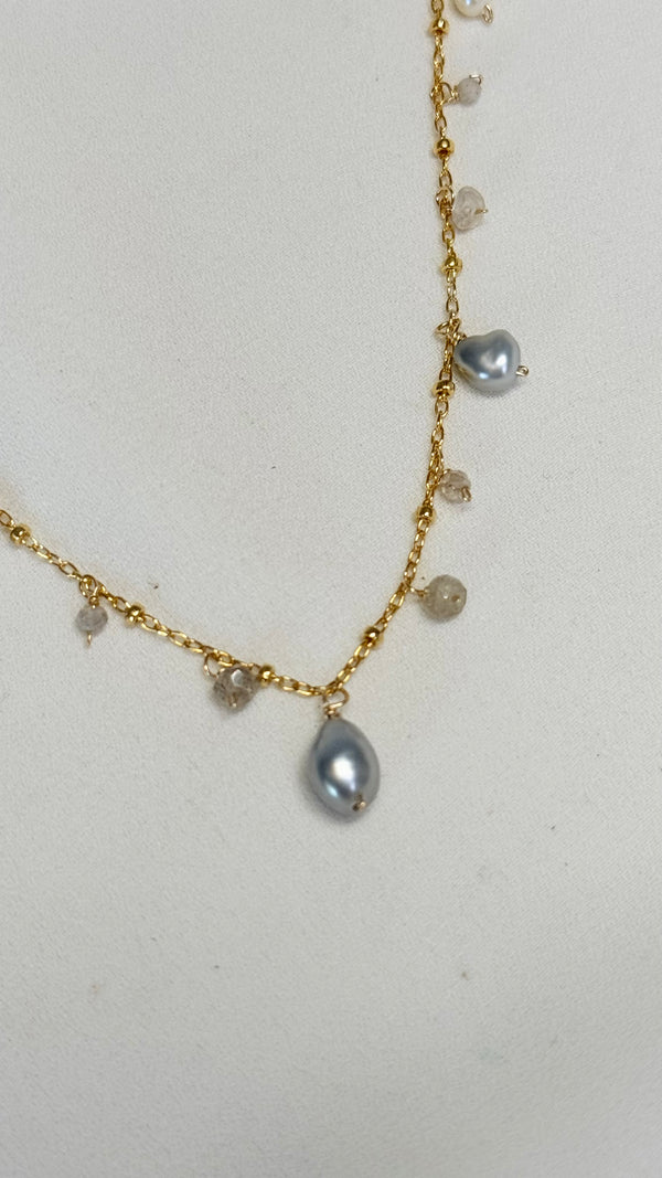 Celestial necklace - Ombre Silver Keshi