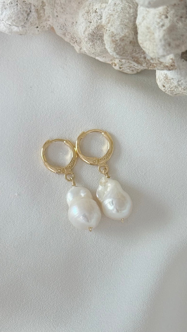 Freshwater Flameball huggy earrings