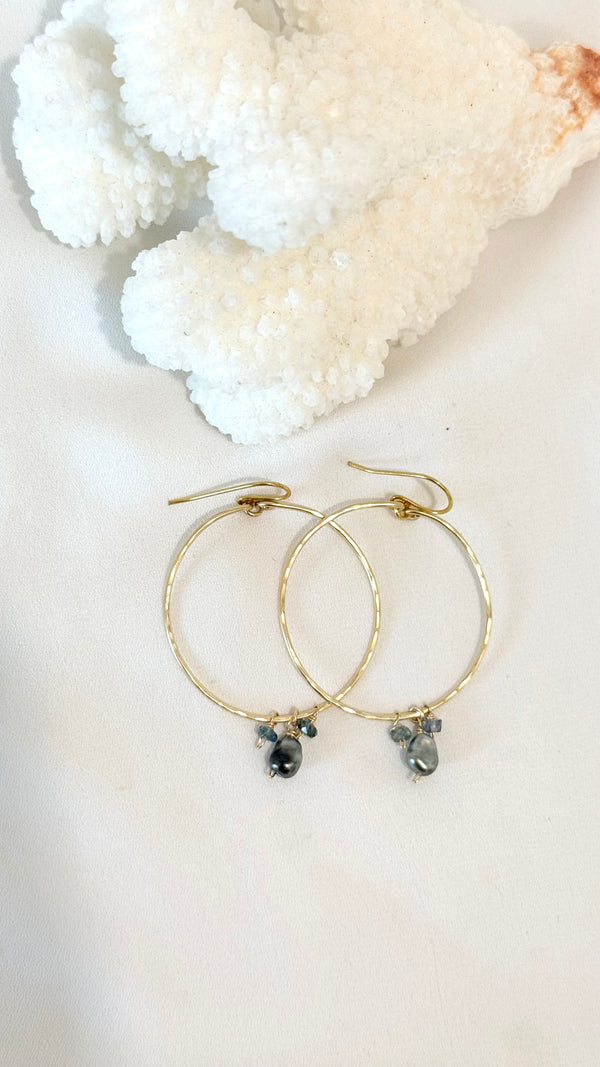 GIA Tahitian pearl x keshi hoop earrings