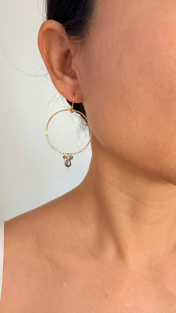 GIA Tahitian pearl x keshi hoop earrings