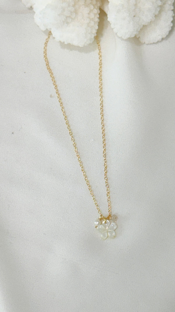 White Sakura gem necklace