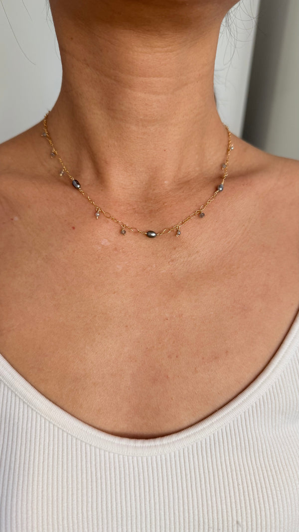 Celestial Tahitian Keshi necklace