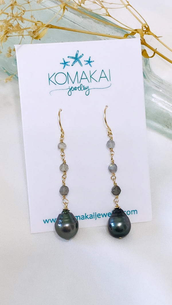 Sasha earrings - Tahitian x Labradorite