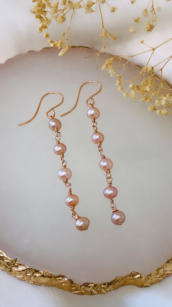 Edison Keshi drop earrings - Rose Gold filled