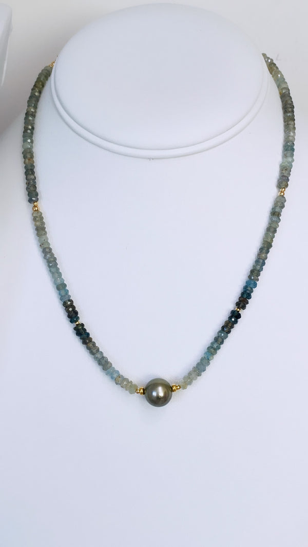 Avalon necklace - Moss Aquamarine