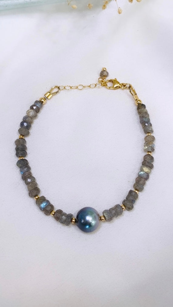 Avalon bracelet - Tahitian x Labradorite