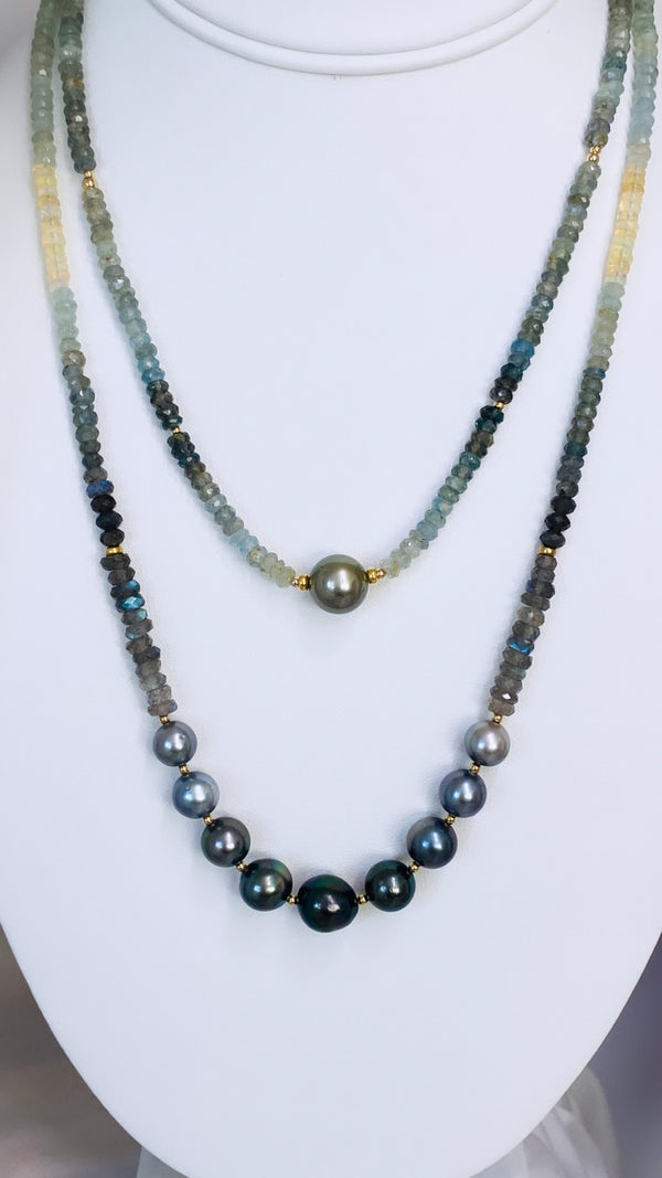 Avalon necklace - Moss Aquamarine