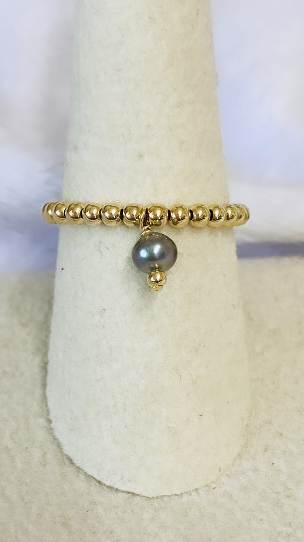 Tahitian Keshi stretch ring