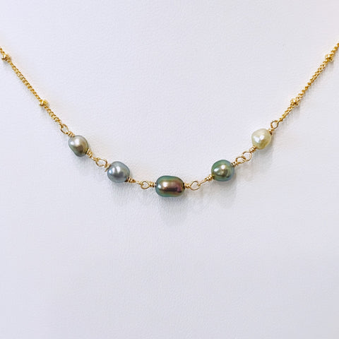 AAA Tahitian keshi necklace