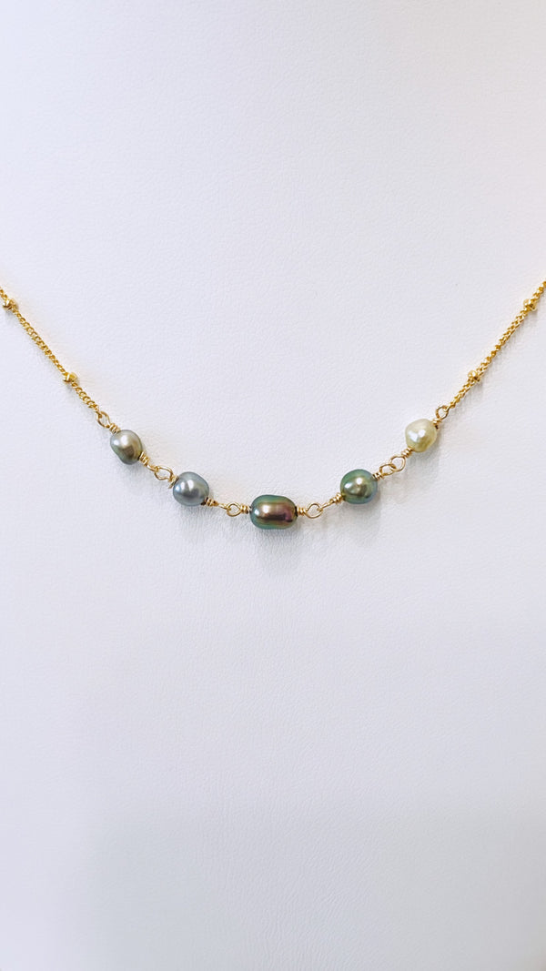 AAA Tahitian keshi necklace