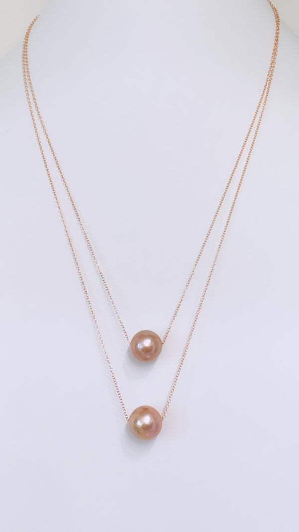 Edison Pearl floating necklace - Rose Gold