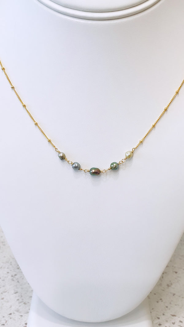AAA Tahitian keshi necklace