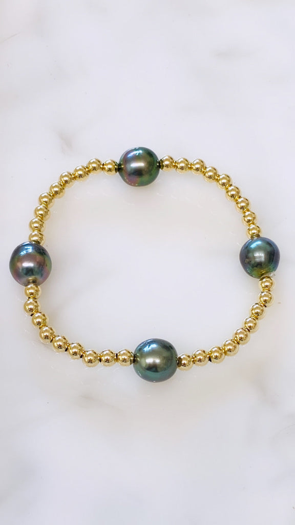 Tahitian 4 pearl stretch bracelet