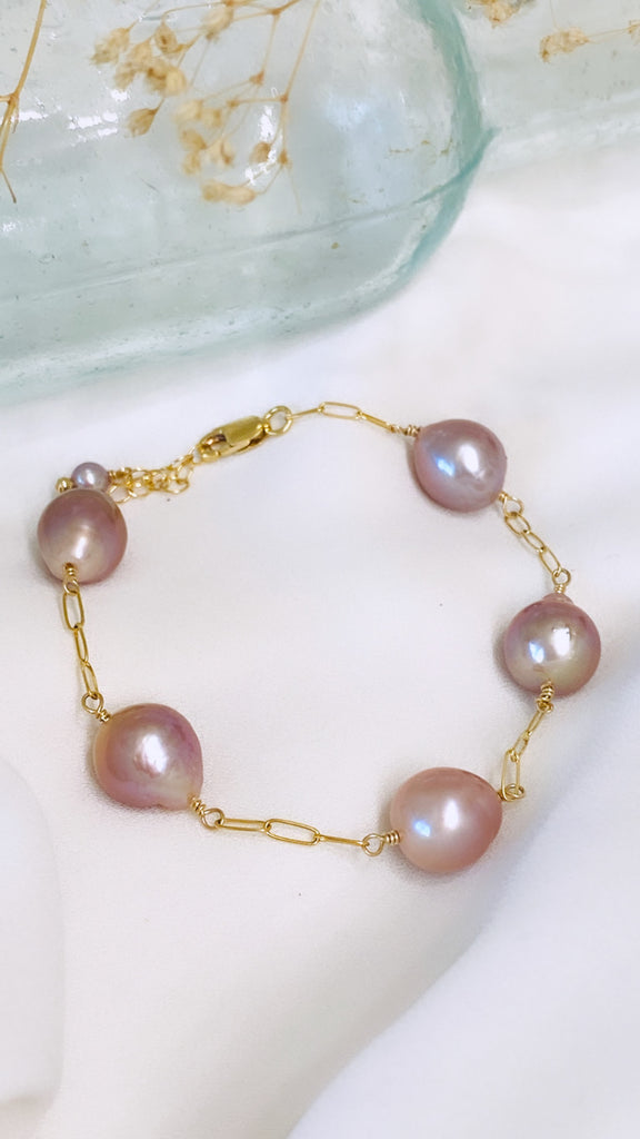 Tin cup bracelet - Edison Pearl