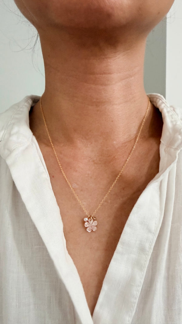 Pink Sakura gem necklace