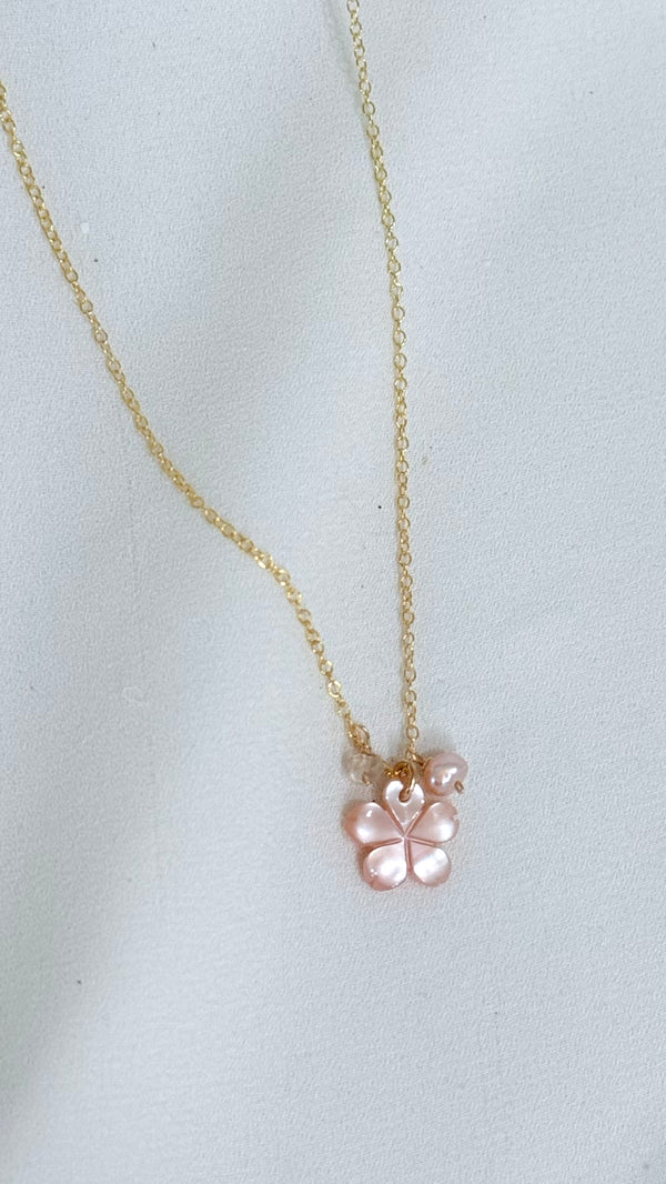 Pink Sakura gem necklace