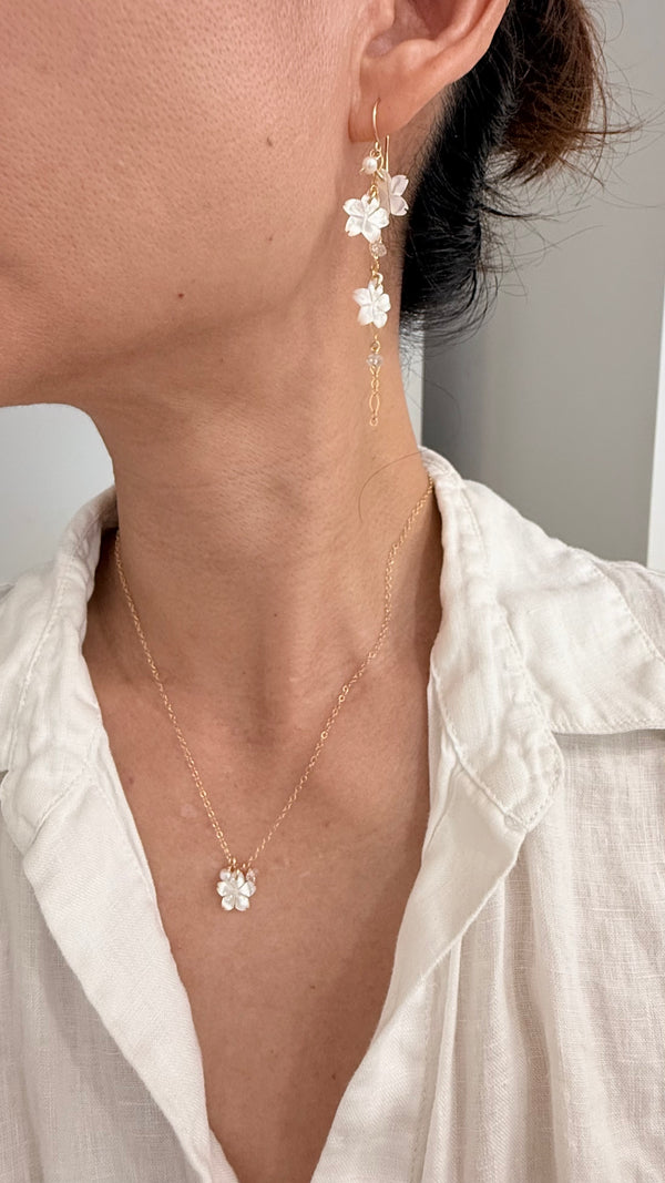 White Sakura Waterfall earrings