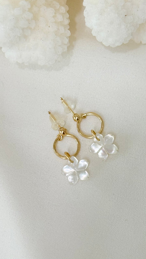 White Sakura post earrings