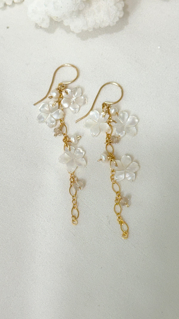 White Sakura Waterfall earrings