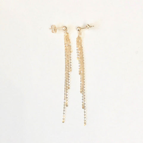 14k Solid Gold tassel earrings