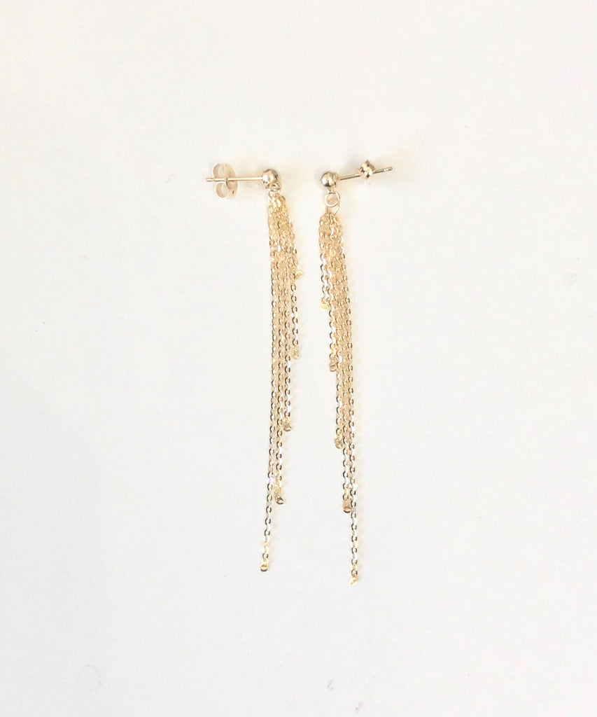 14k Solid Gold tassel earrings