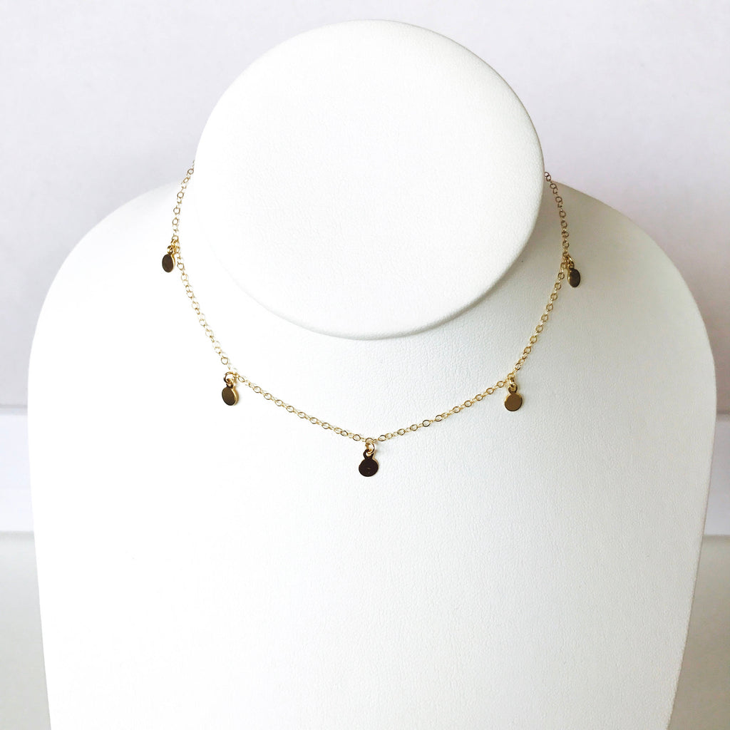 Dainty gold disk choker