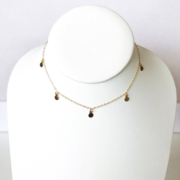 Dainty gold disk choker