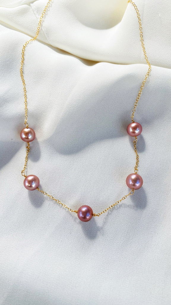 Edison 5 pearl Tin cup necklace