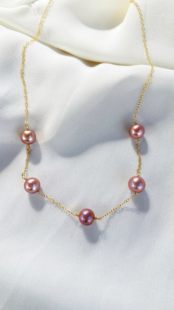Edison 5 pearl Tin cup necklace