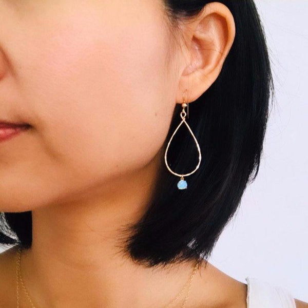 Simple opal teardrop earrings