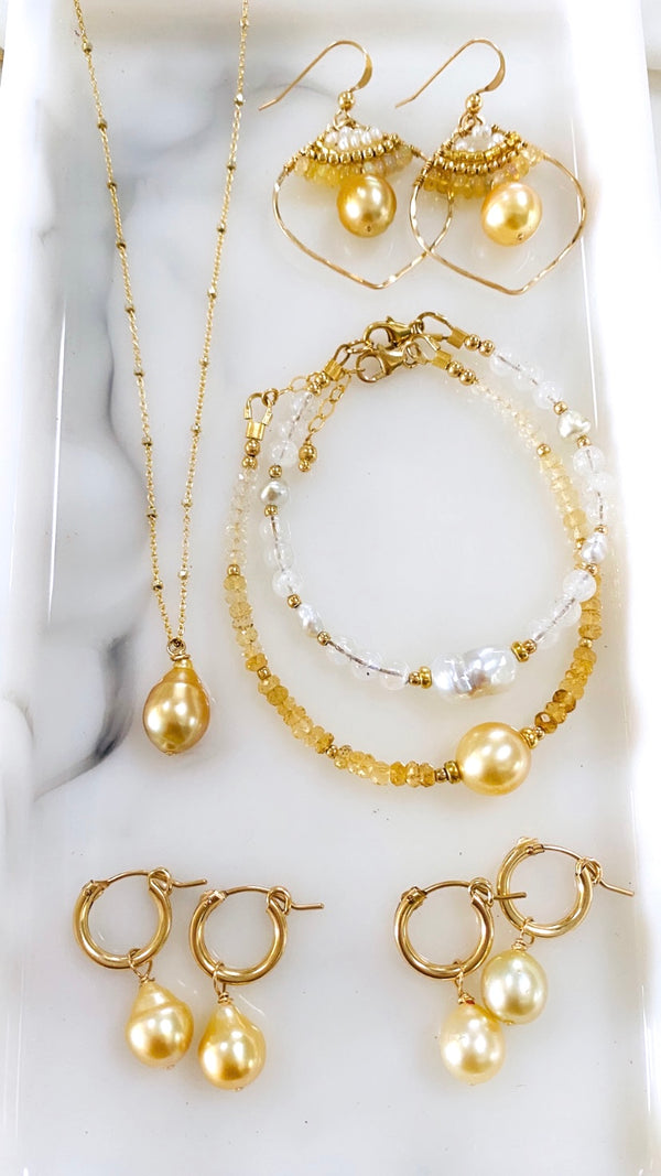 AVALON bracelet -South Sea Pearl x Citrine