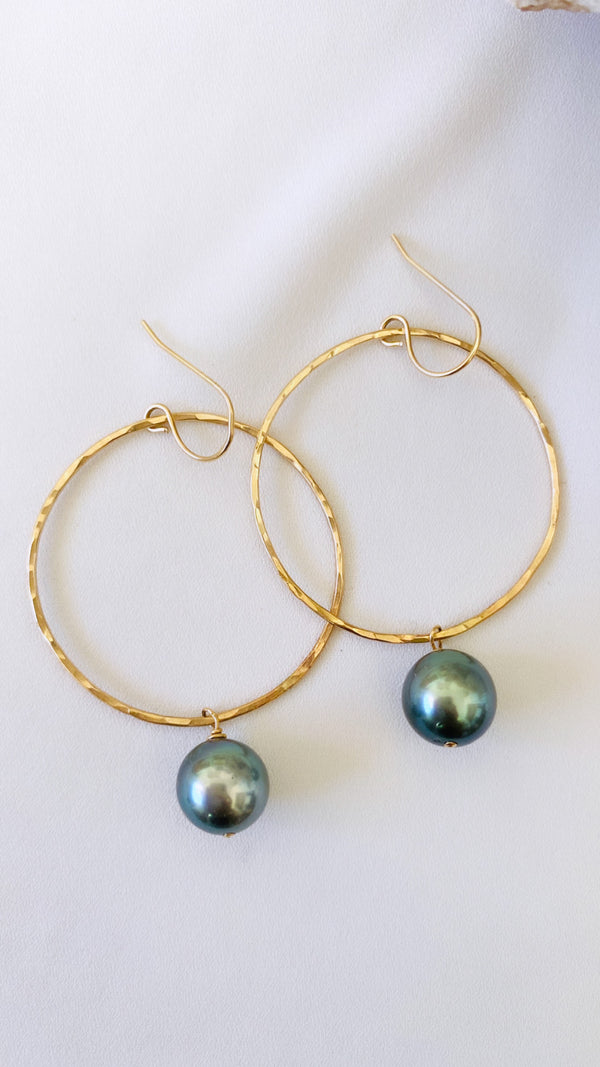 Tahitian Pearl Hoop earrings