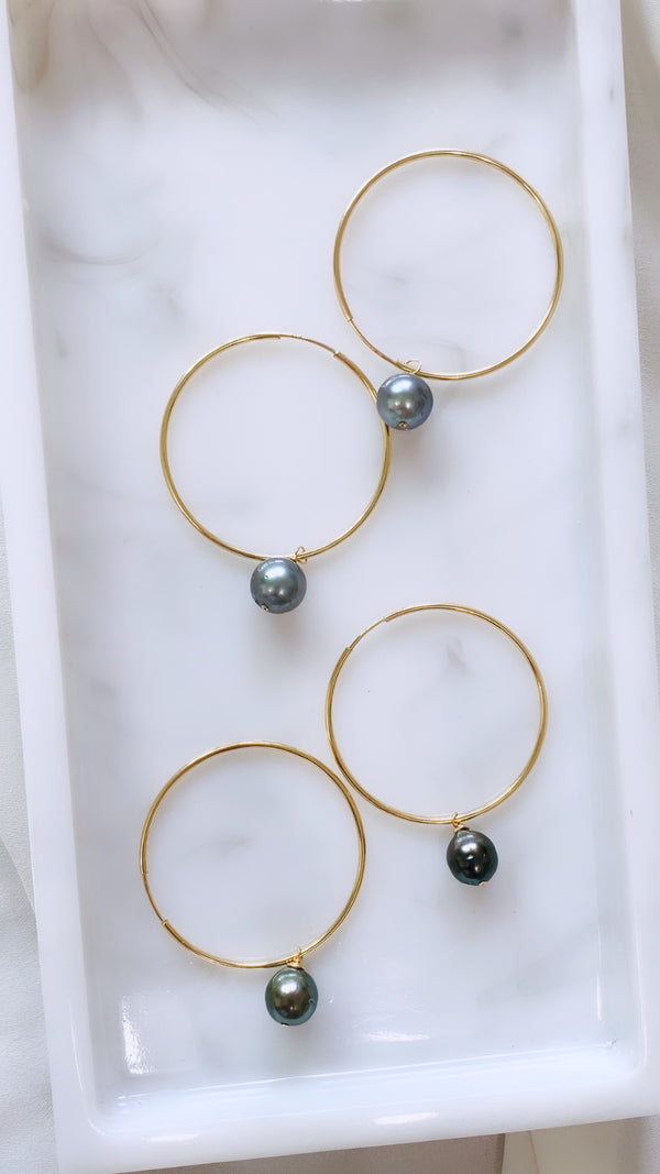 Tahitian Pearl endless hoop earrings