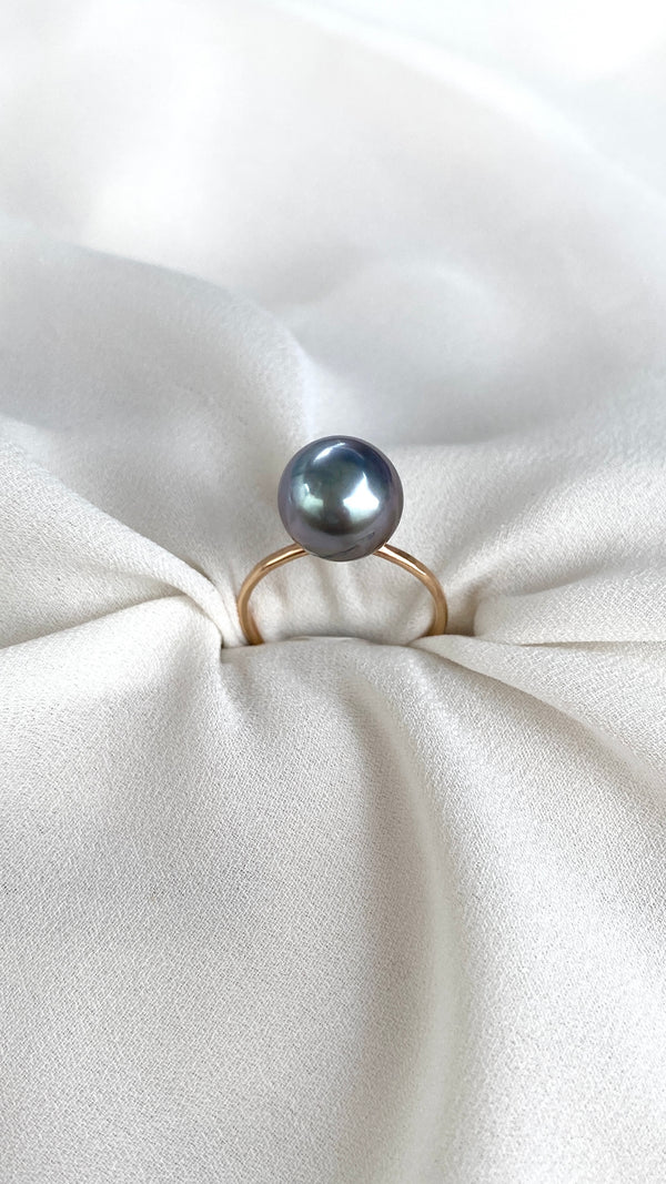 Violet Silver Tahitian pearl ring - 6