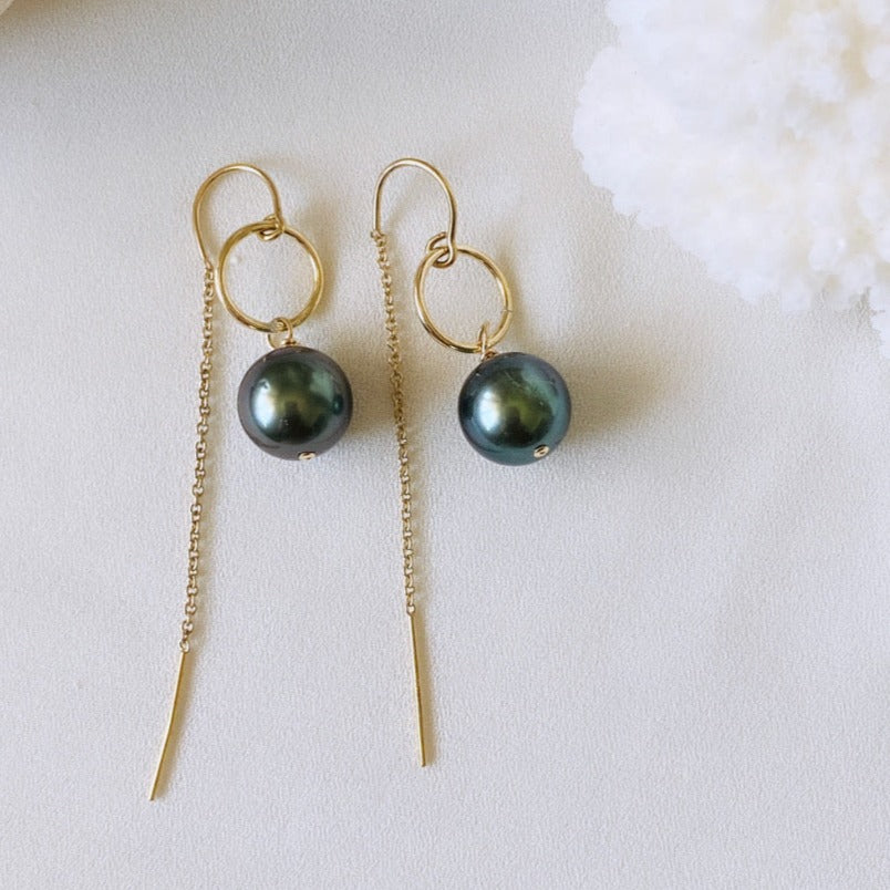 Tahitian Pearl Threader earrings