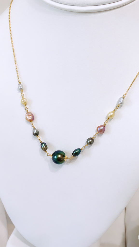KAIMANA necklace - Tahitian x keshi