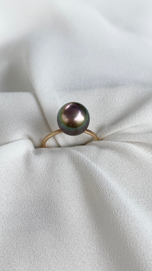Aubergine Tahitian pearl ring - 7.75